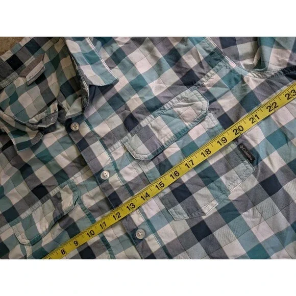 Men's XL Shirt Columbia Sports Wear Company Blue Omni Shade Plaid - Picture 6 of 9